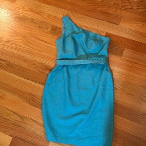 Kay Unger one shoulder size 12 below the knees dress